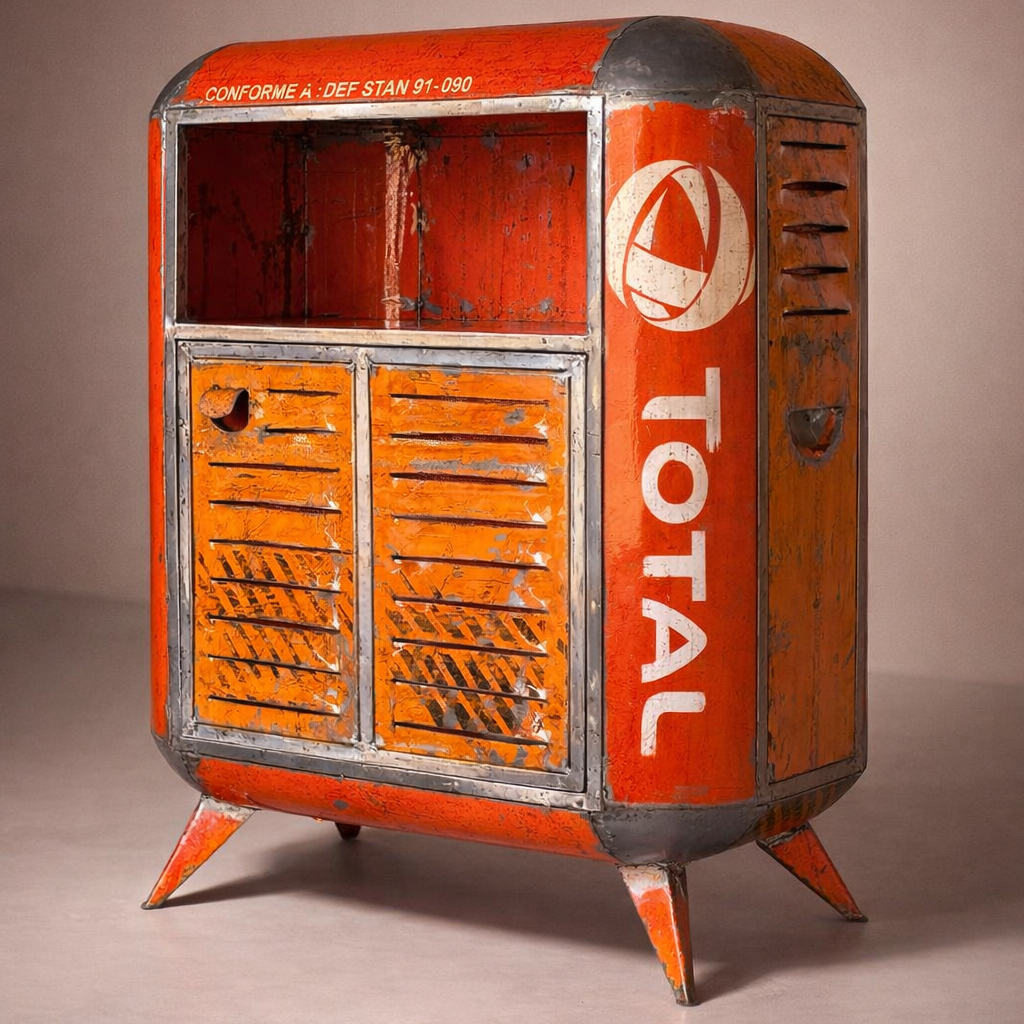 Cabinet OUAGA – recycled oil drum sculpture cabinet – Hamed Ouattara – Studio SHO Burkina Faso